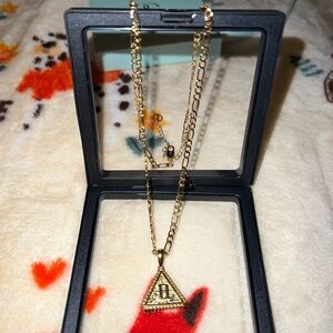 Gold “D” Triangle Pendant Necklace
